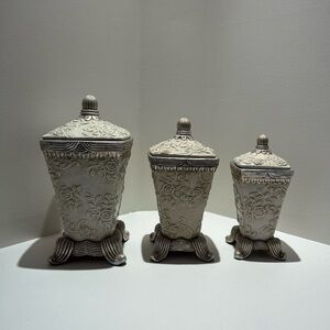Elegant Floral Embossed Canister Set